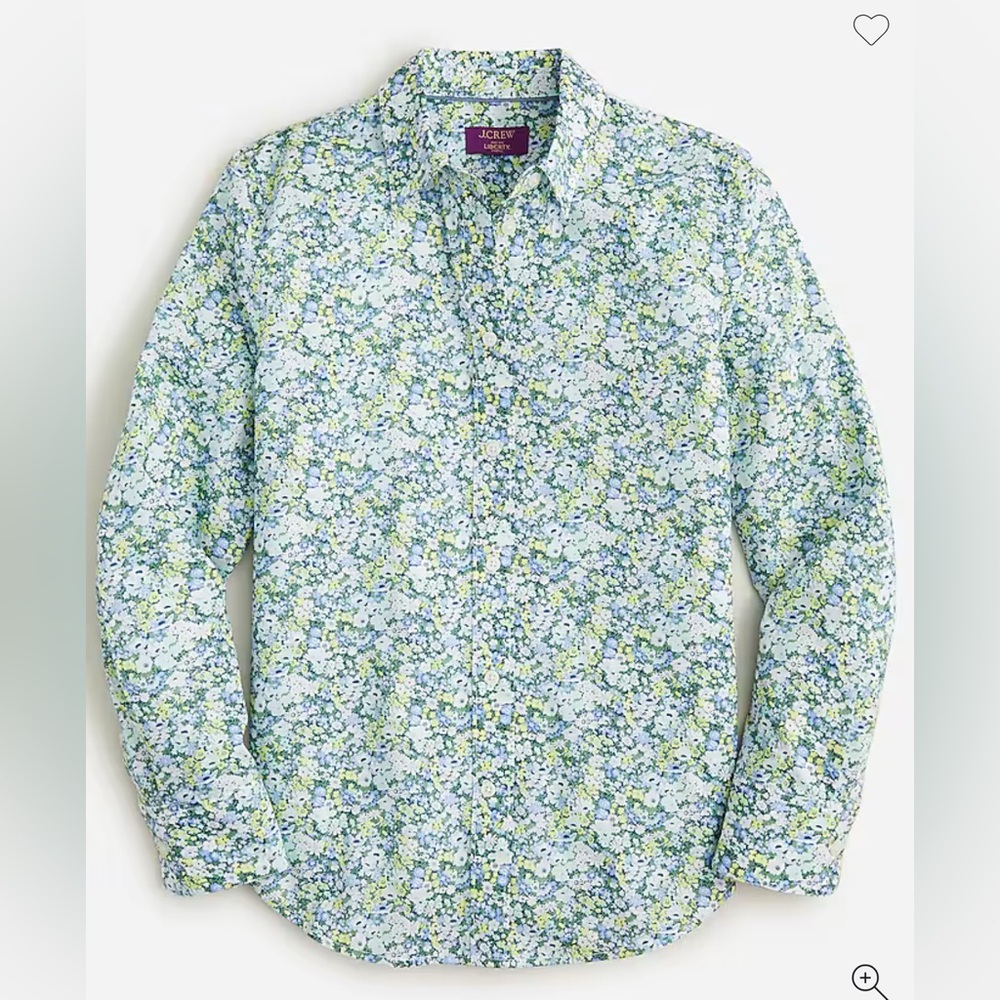 J. Crew  Liberty Green and White Floral shirt